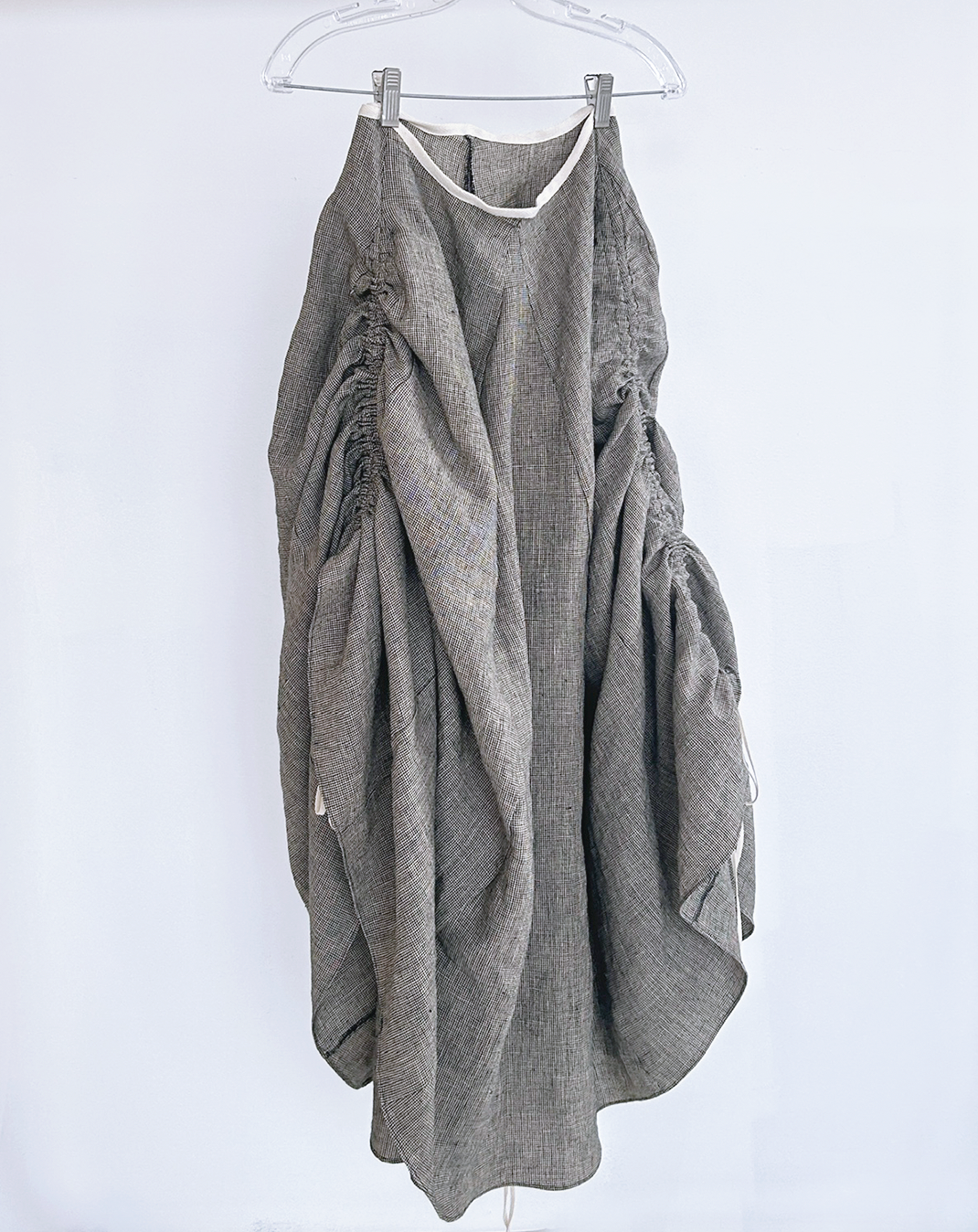 GODET SKIRT / houndstooth linen