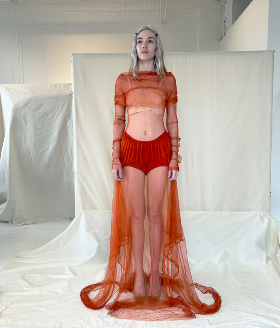 MESH GOWN (deep coral)