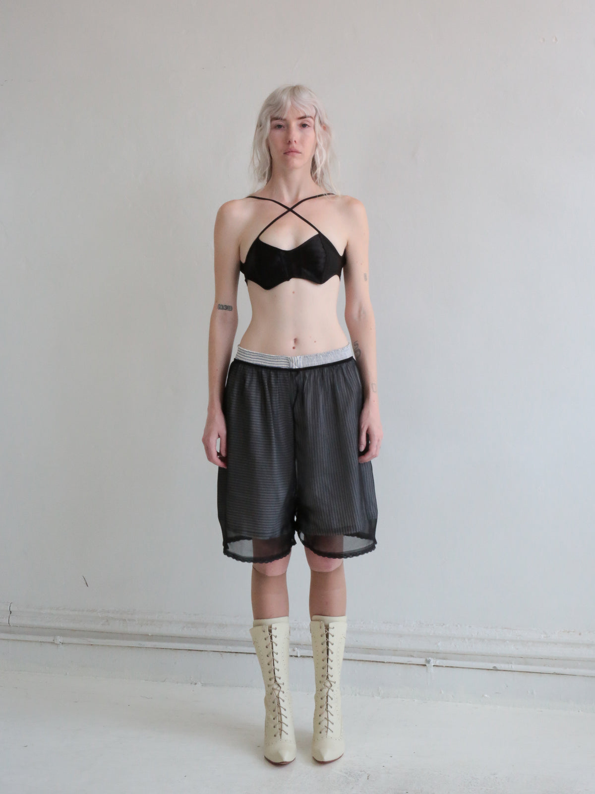 SILK SLEEP SHORTS black chiffon
