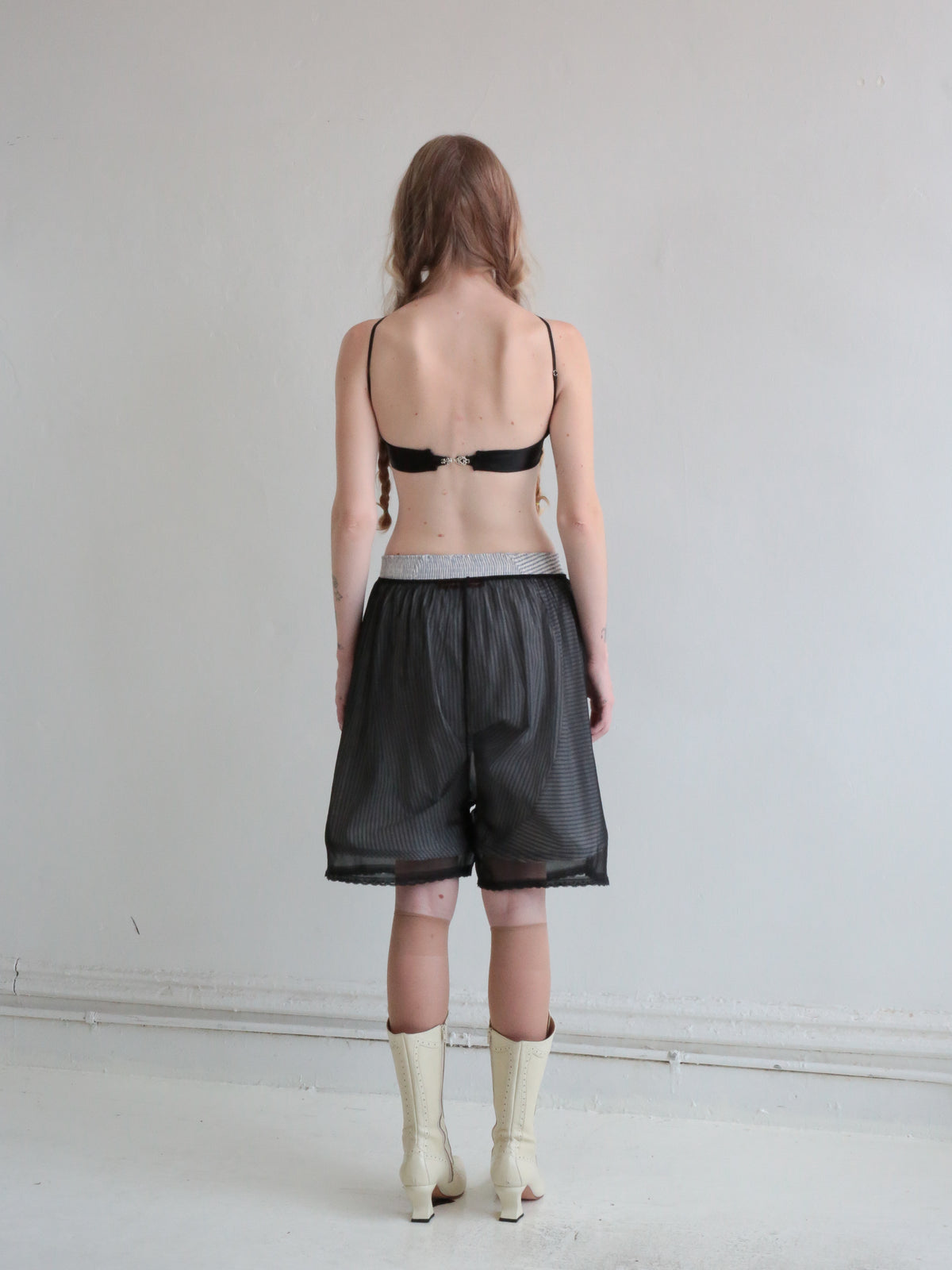 SILK SLEEP SHORTS black chiffon