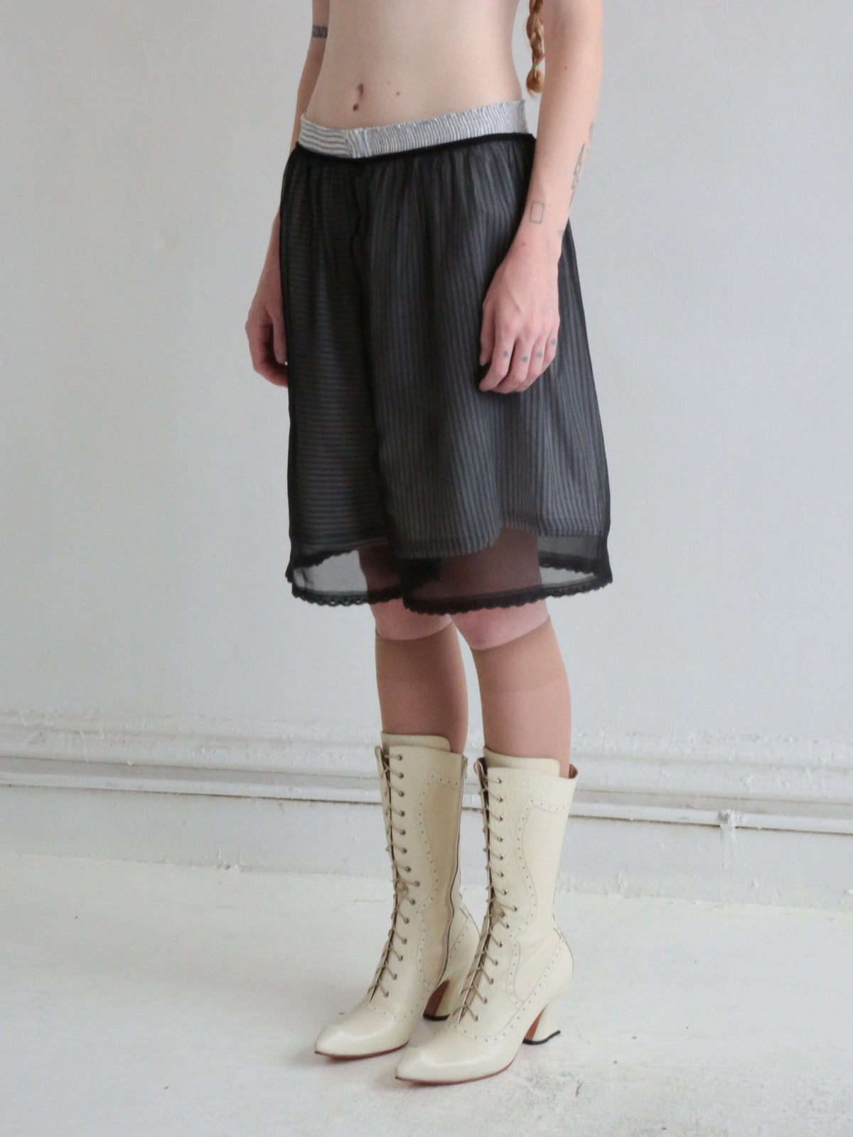 SILK SLEEP SHORTS black chiffon