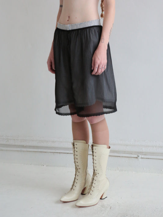 SILK SLEEP SHORTS black chiffon