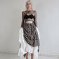 DOUBLE LAYERED GODET SKIRT checked white