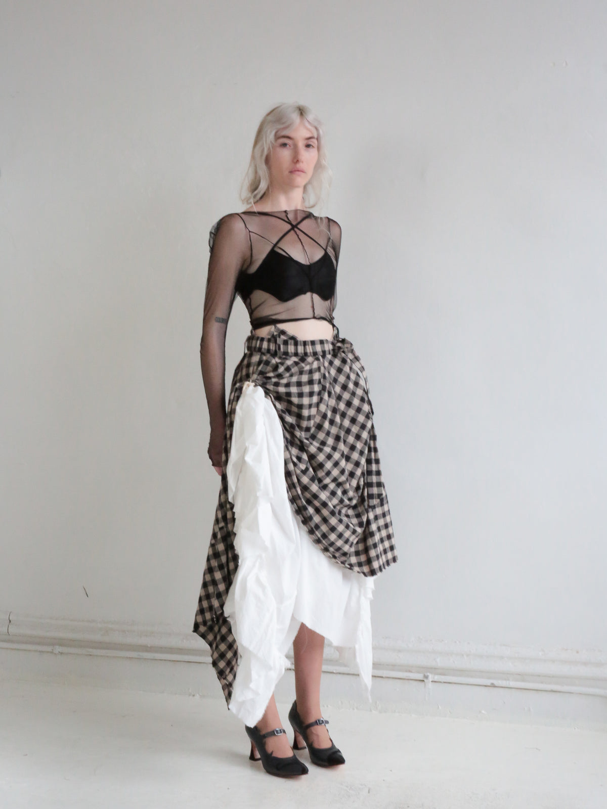 BALLET WRAP TOP black mesh
