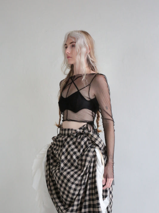 BALLET WRAP TOP black mesh