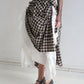 DOUBLE LAYERED GODET SKIRT checked white