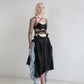 DOUBLE LAYERED GODET SKIRT black blue plaid