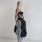 DOUBLE LAYERED GODET SKIRT black blue plaid