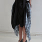 DOUBLE LAYERED GODET SKIRT black blue plaid