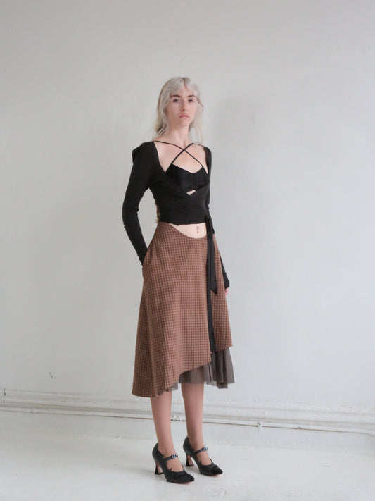 CHOPPED PERFECT SKIRT brown check