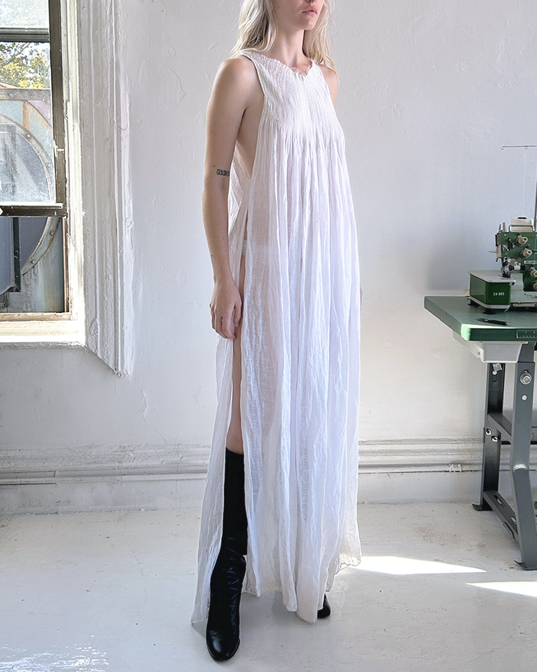 SMOCKED SHEATH DRESS