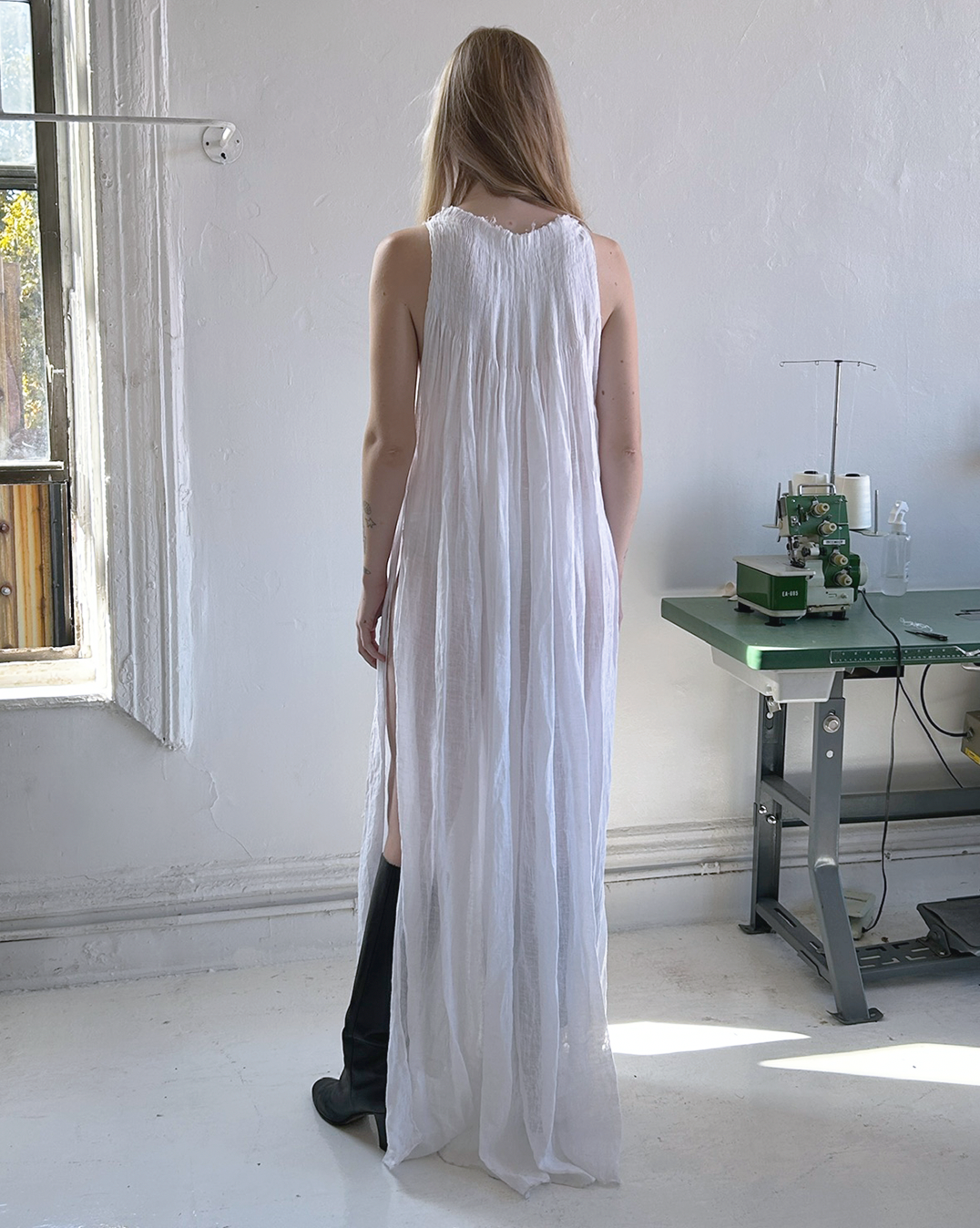 SMOCKED SHEATH DRESS