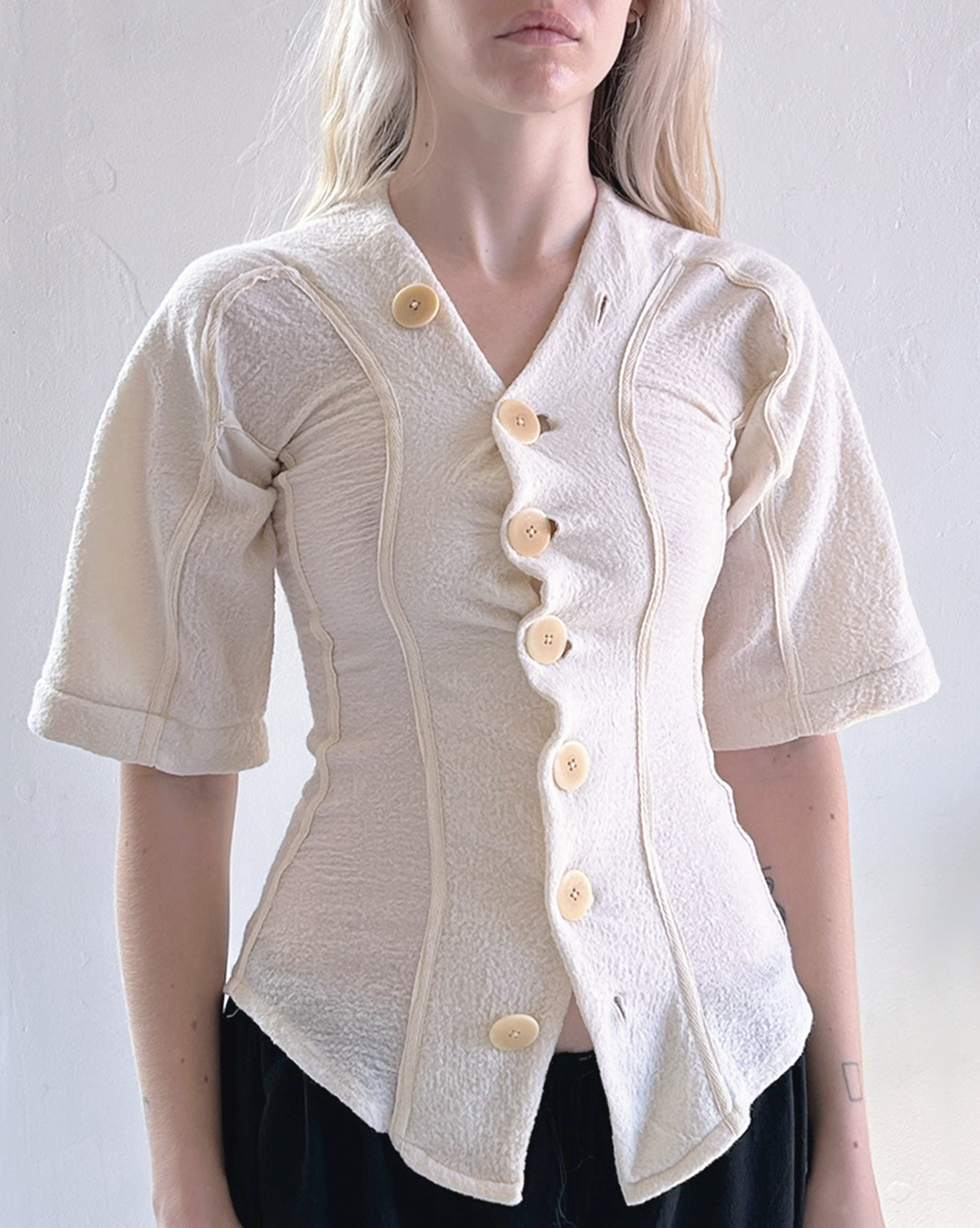 SHRUNKEN WOOL BUTTON DOWN