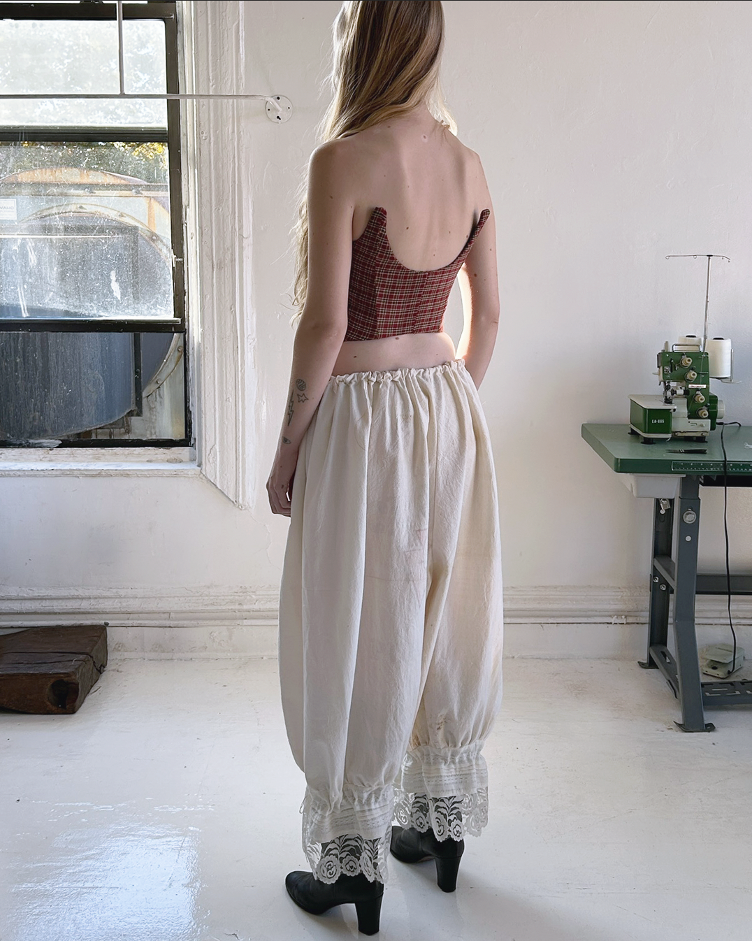 STOMACHER / plaid curtain