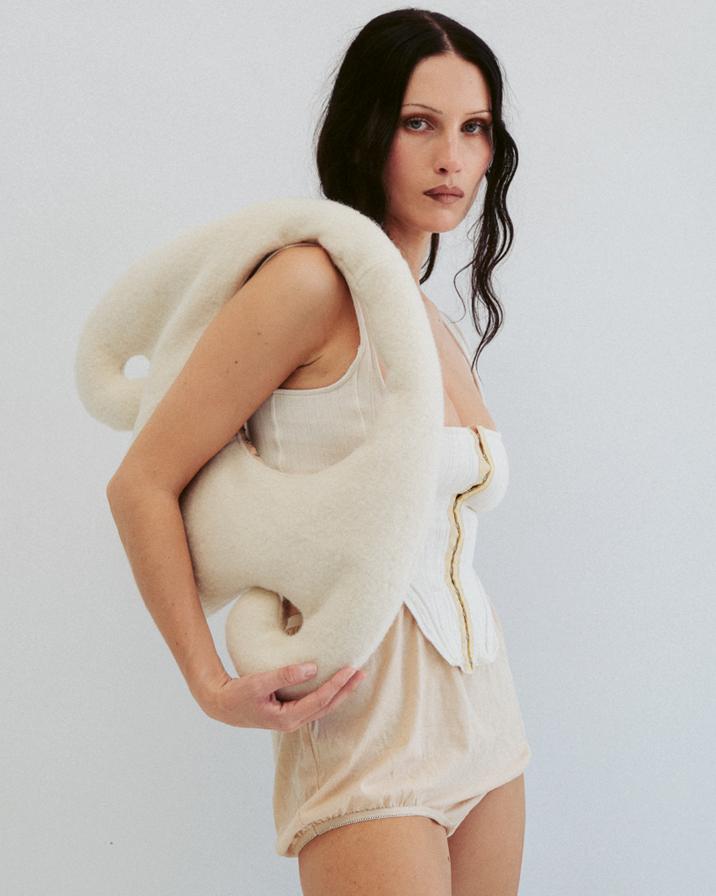 DOUBLE SPIRAL BAG / boiled wool