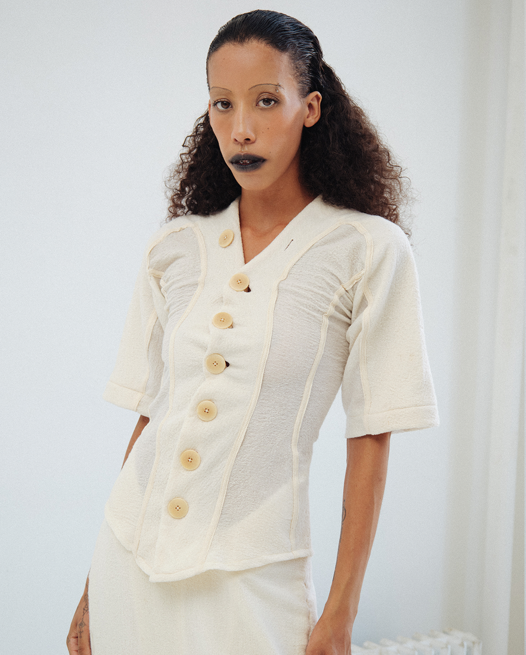 SHRUNKEN WOOL BUTTON DOWN