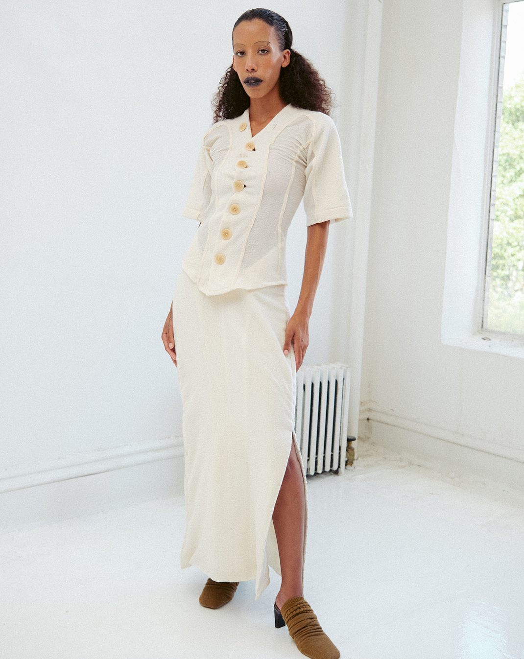 SHRUNKEN WOOL BUTTON DOWN