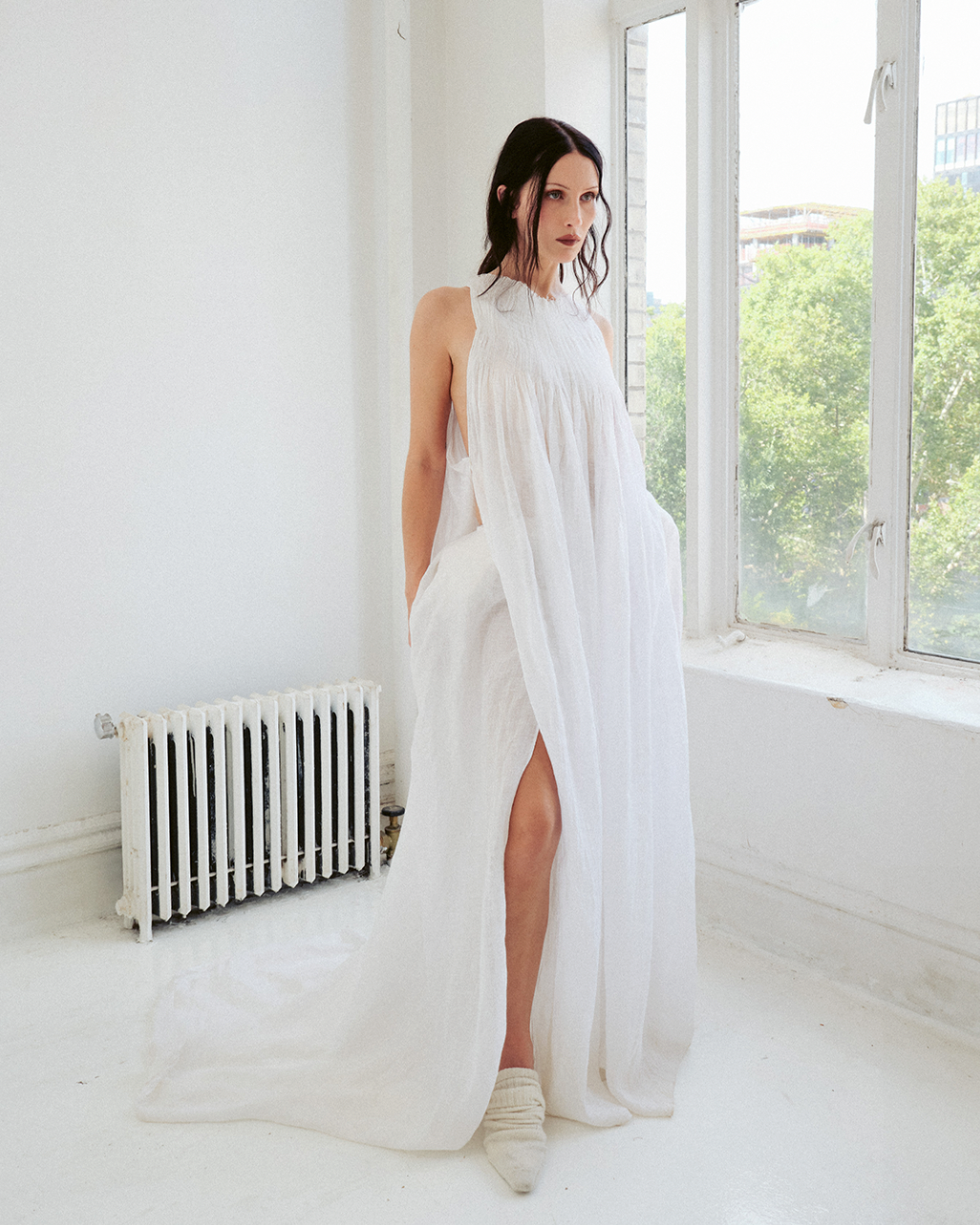 SMOCKED SHEATH DRESS