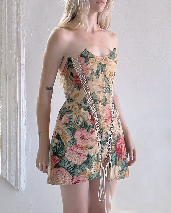STOMACHER DRESS / horrible floral