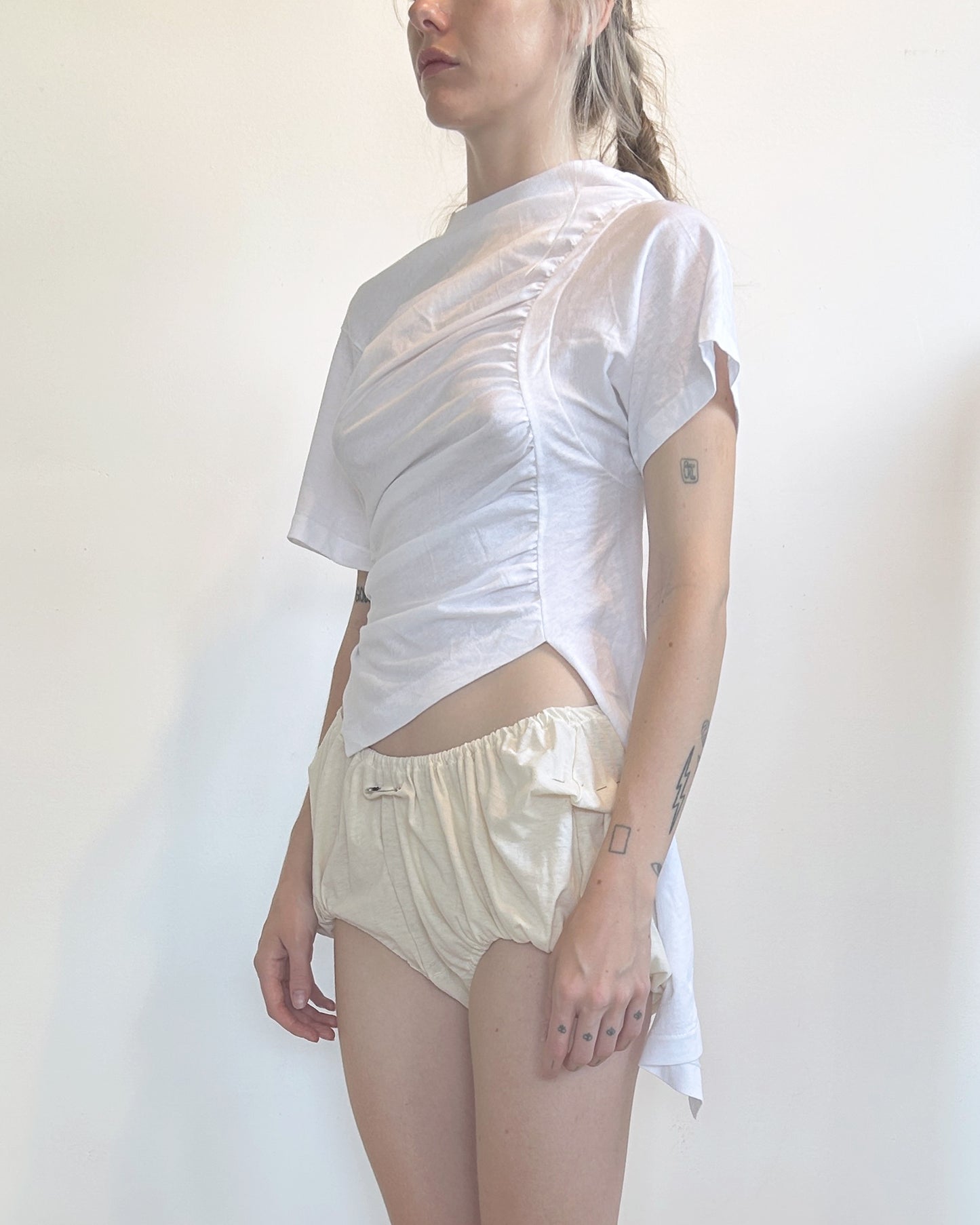 plain white half tee
